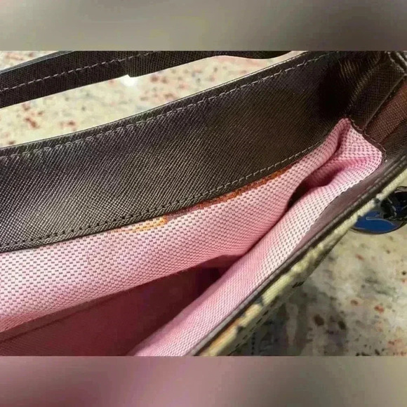 Dooney & Bourke Tan/Brown Jacquard DB Monogram Y2K Hobo Leather Shoulder Bag - Picture 9 of 16